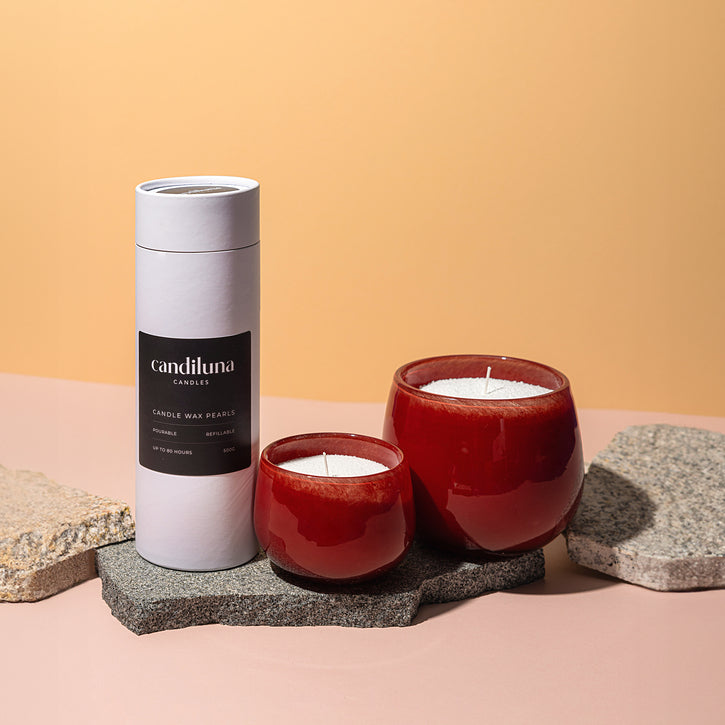 CandilunaCandle Wax Pearls 500g with Glassware